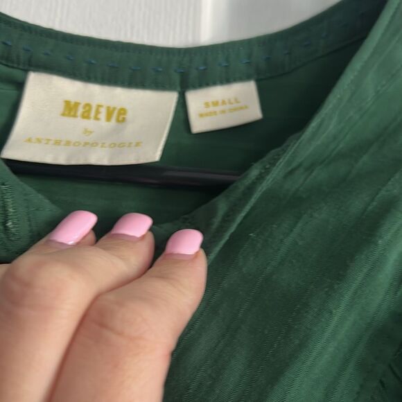 Anthropologie Maeve Avignon Emerald Button Down Blouse Size S - Picture 5 of 7